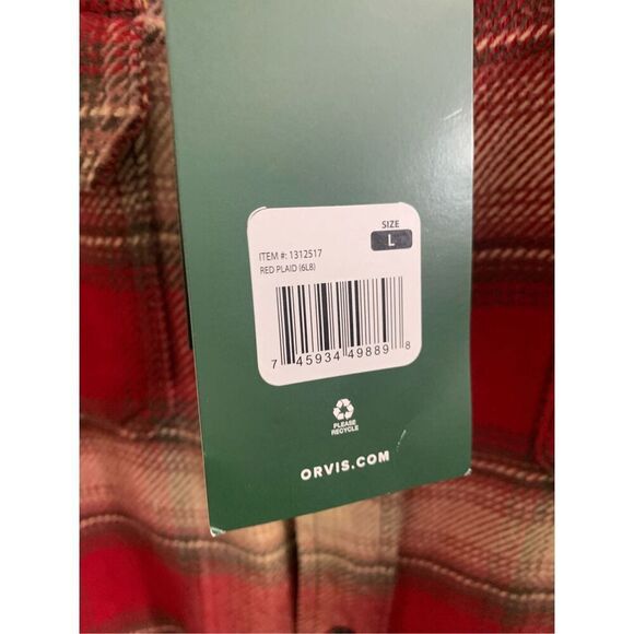 Orvis Men’s Red Plaid Heavyweight Flannel Shirt Jacket Classic Fit Large, NWT - Picture 6 of 9